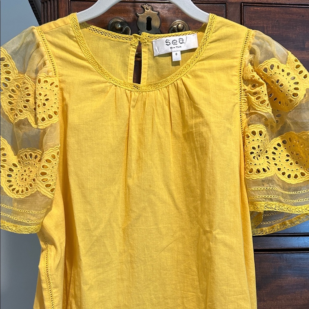 Sea Vibrant Yellow Blouse with Eyelet Detail